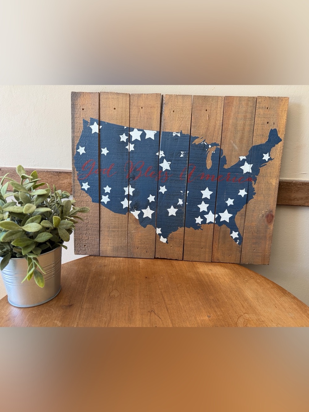 Hobby Lobby Rustic USA Map Wall Art - Blue, White, Red